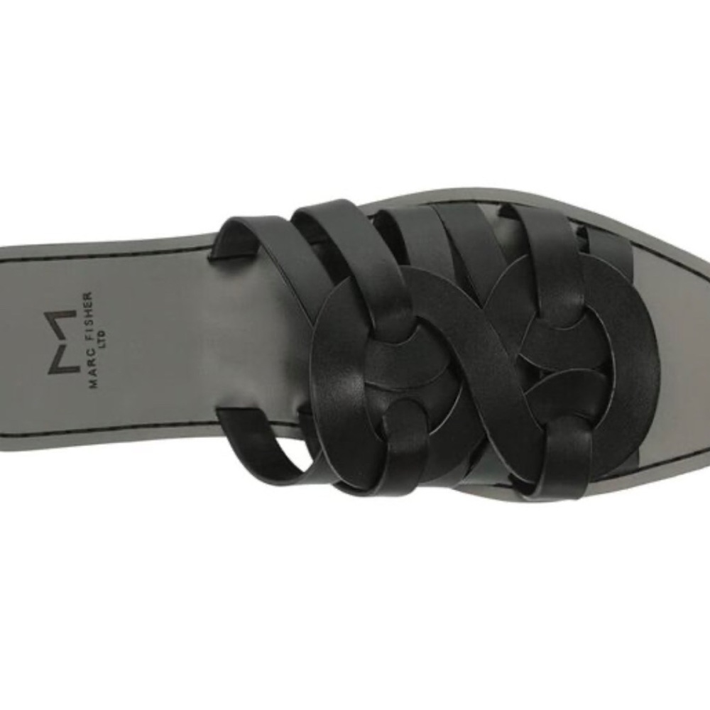 Marc Fisher LTD black kimiko Leather upper slide sandals NWT size 6m… - Picture 3 of 14